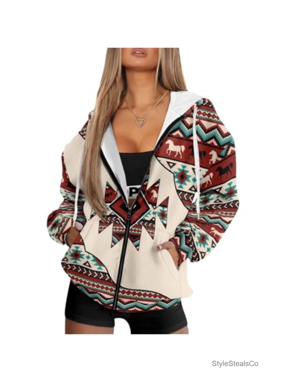 Women's Zip Up Hoodie Oversized Y2K Long Sleeve Hooded Sweatshirt with Pocket